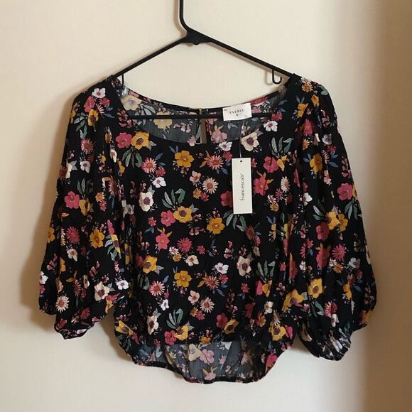 FLORAL Crop Blouse Small NWT - Picture 5 of 6